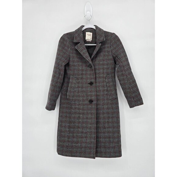 Abercrombie & Fitch Jackets & Blazers - Abercrombie & Fitch Wool Blend Dad Coat Size XSP Dark Grey Plaid Limited Edition